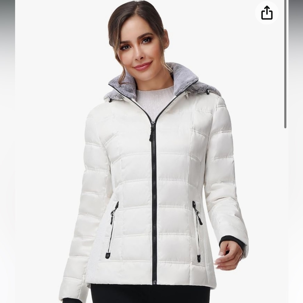 Nautica Water Resistant White Puffer Coat